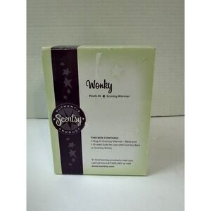 Scentsy‎ Wonky Plug-In Fragrance Blue & White Warmer Base and Bulb New in Box